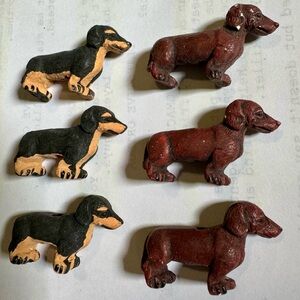 6 Dachshund Weiner Dog WOODEN Beads Pendant